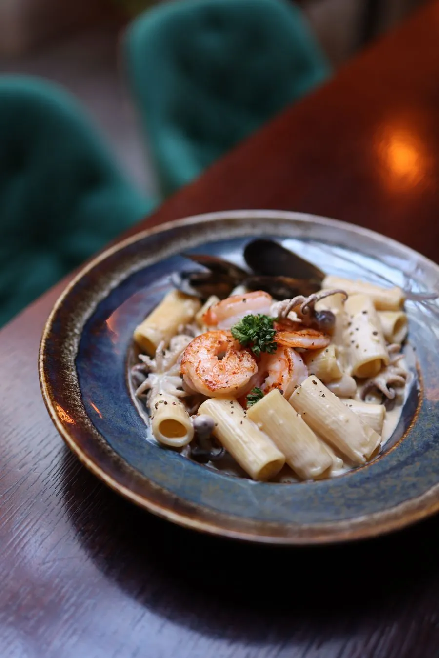 Seafood rigatoni